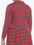 Red Plaid Safety Pin Girls Crop Blazer Plus Size, RED, alternate