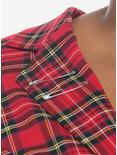 Red Plaid Safety Pin Girls Crop Blazer Plus Size, RED, alternate