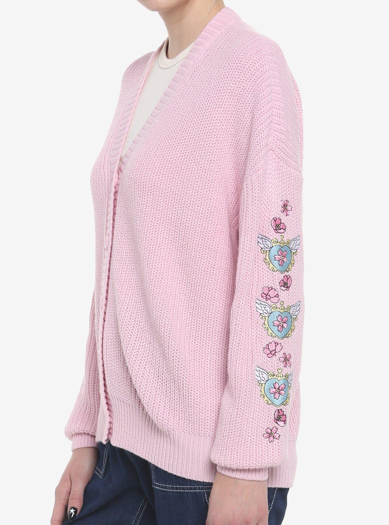 Sakura Angel Wings Pastel Pink Girls Oversized Cardigan, PINK, alternate