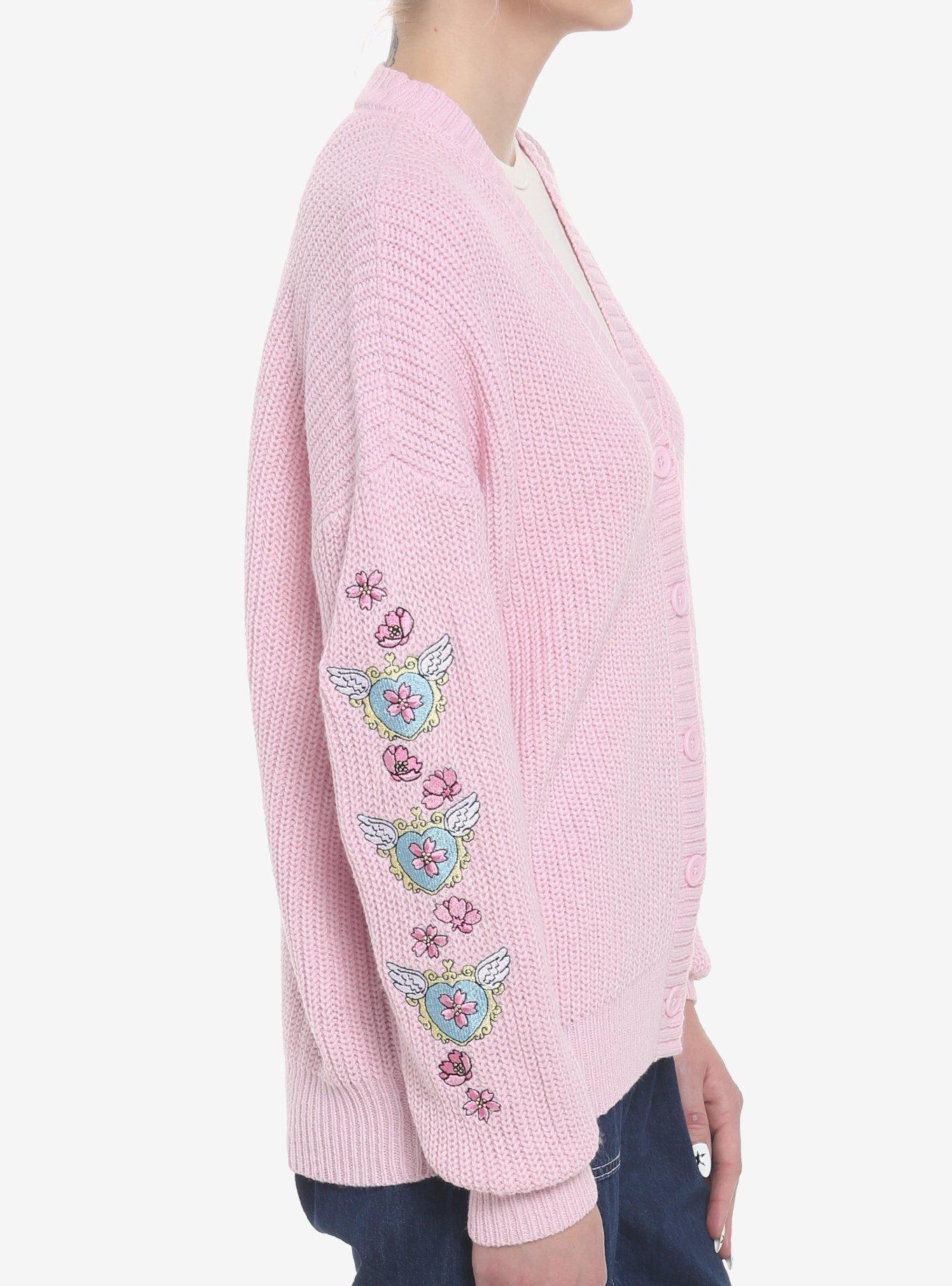 Sakura Angel Wings Pastel Pink Girls Oversized Cardigan, PINK, alternate