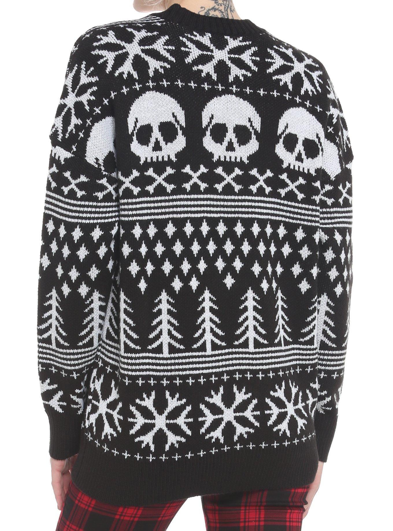 Skulls & Bones Fair Isle Girls Oversized Cardigan, BLACK, alternate