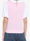 Strawberry Twofer Sweater Vest & Collar Girls Top, PINK, alternate
