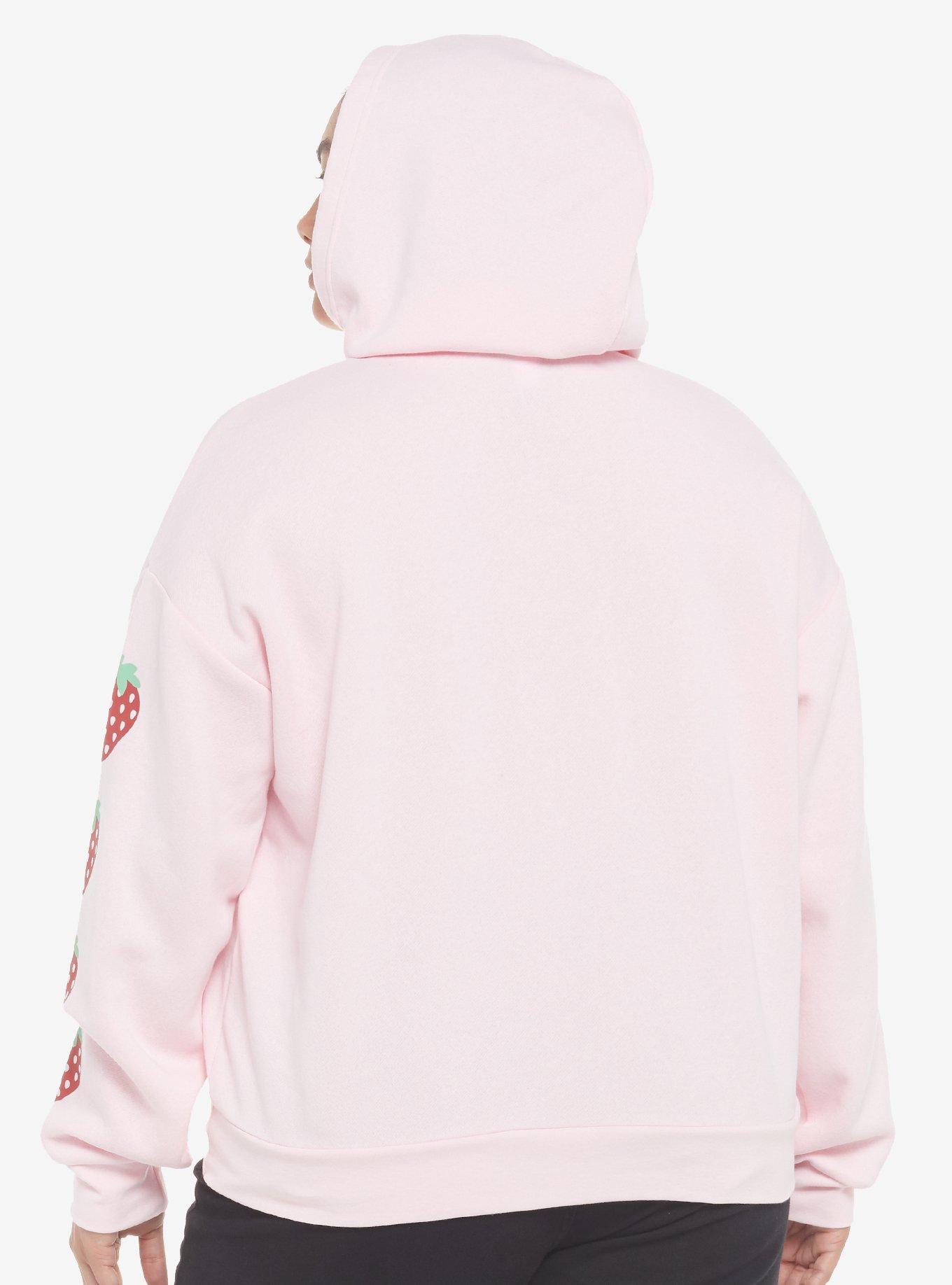 Strawberry Girls Zip-Up Hoodie Plus Size, PINK, alternate