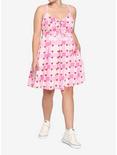 Strawberry Plaid Lace-Up Dress Plus Size, PLAID - PINK, alternate