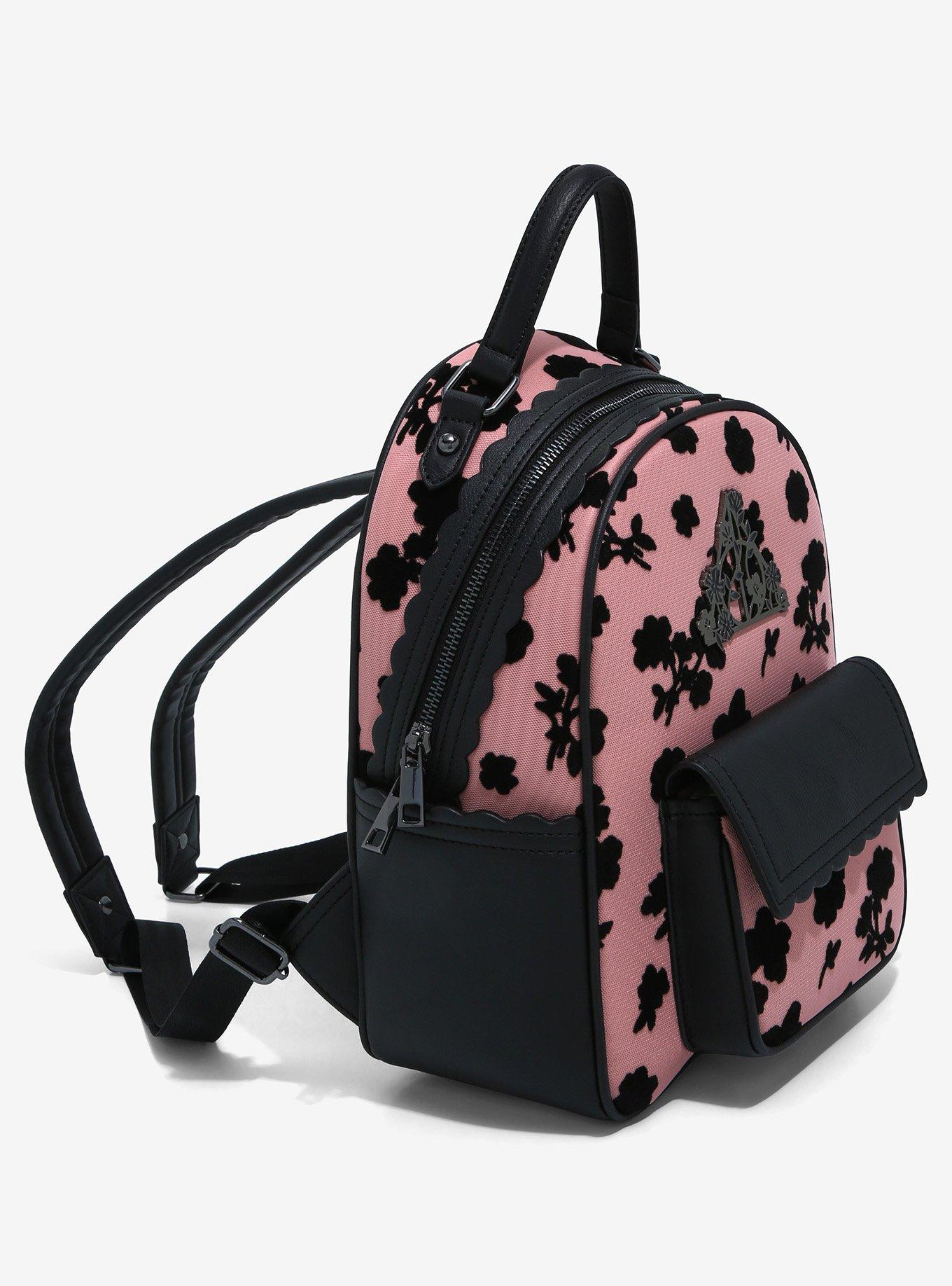 Harry Potter Deathly Hallows Mesh Floral Mini Backpack - BoxLunch Exclusive, , alternate
