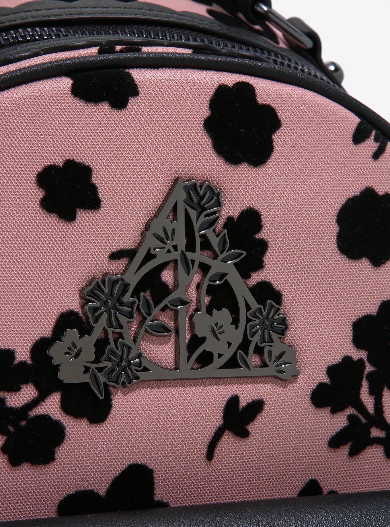 Harry Potter Deathly Hallows Mesh Floral Mini Backpack - BoxLunch Exclusive, , alternate