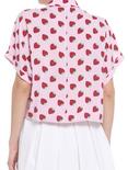 Strawberry Allover Print Crop Girls Woven Button-Up, PINK, alternate
