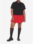 Black Mushroom Heart Girls Woven Button-Up Plus Size, BLACK, alternate