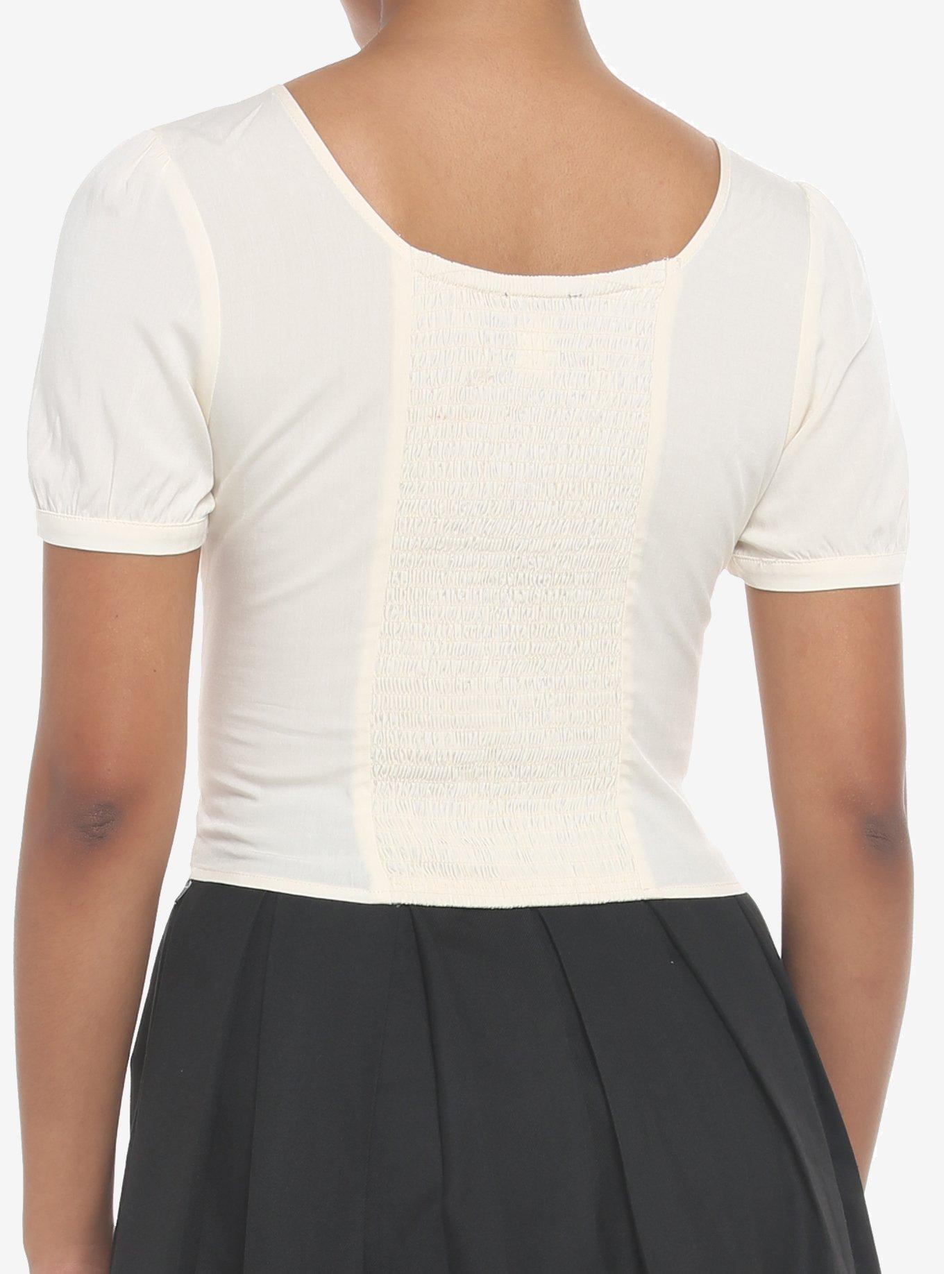Ivory Corset Lace-Up Girls Crop Top, IVORY, alternate