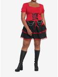 Red & Black Corset Lace-Up Girls Crop Top Plus Size, RED, alternate