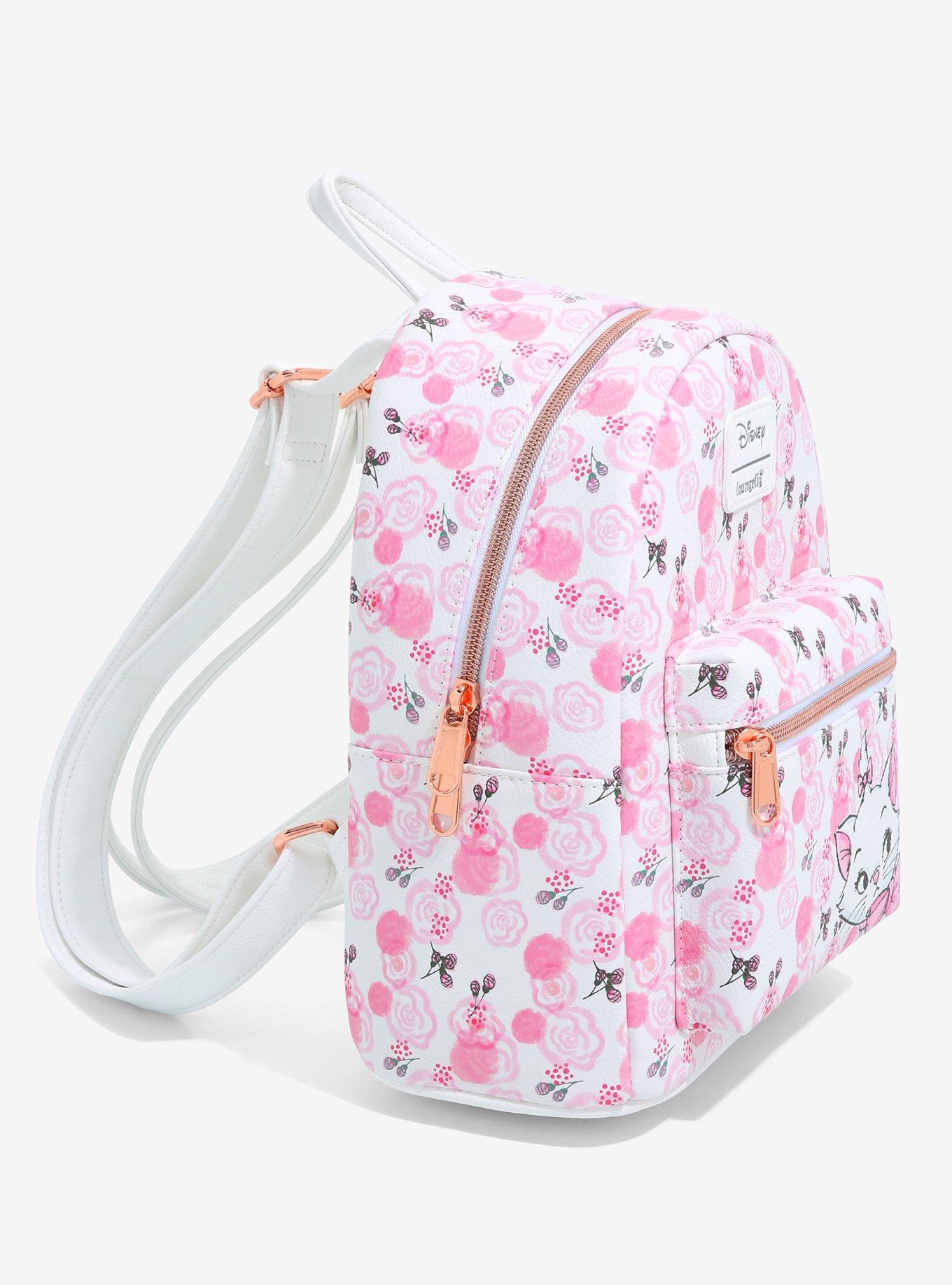 Loungefly Disney The Aristocats Marie Pink Floral Allover-Print Mini Fashion Handbag Backpack WDBK1287