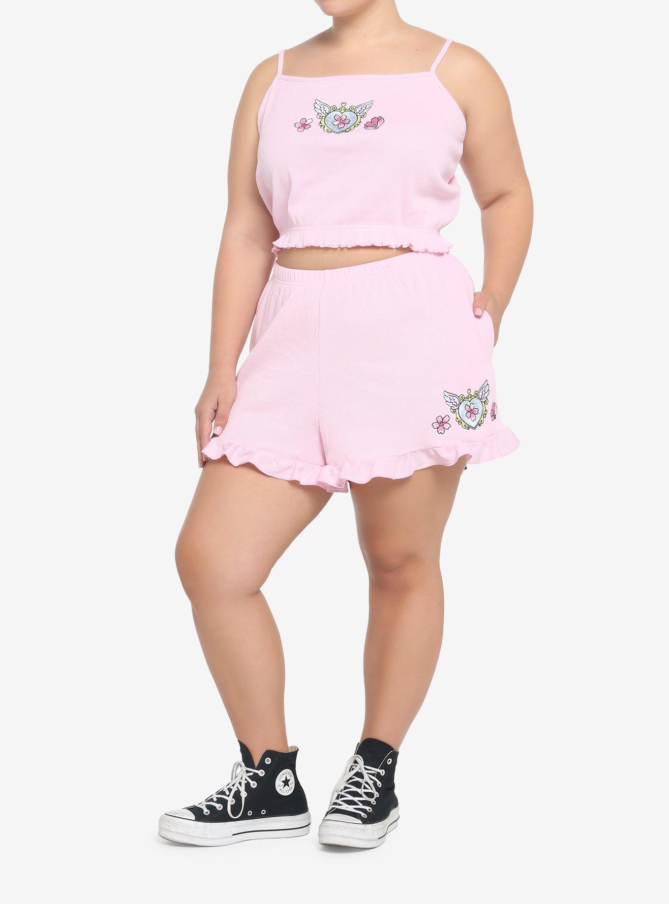 Kawaii Winged Heart Sakura Girls Lounge Set Plus Size, PINK, alternate