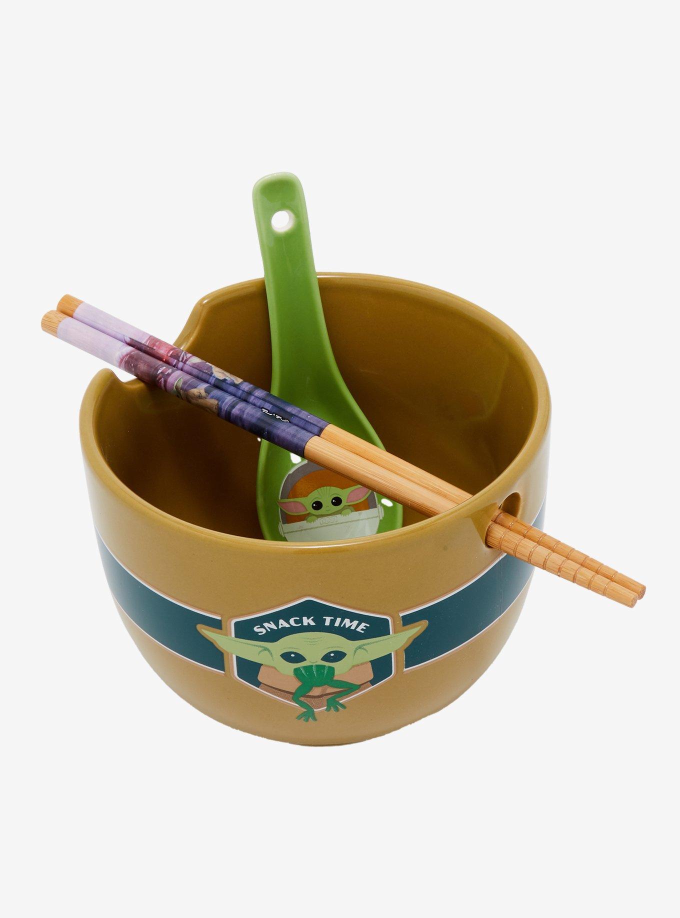 Star Wars The Mandalorian Grogu Snack Time Ramen Bowl with Chopsticks and Spoon, , alternate
