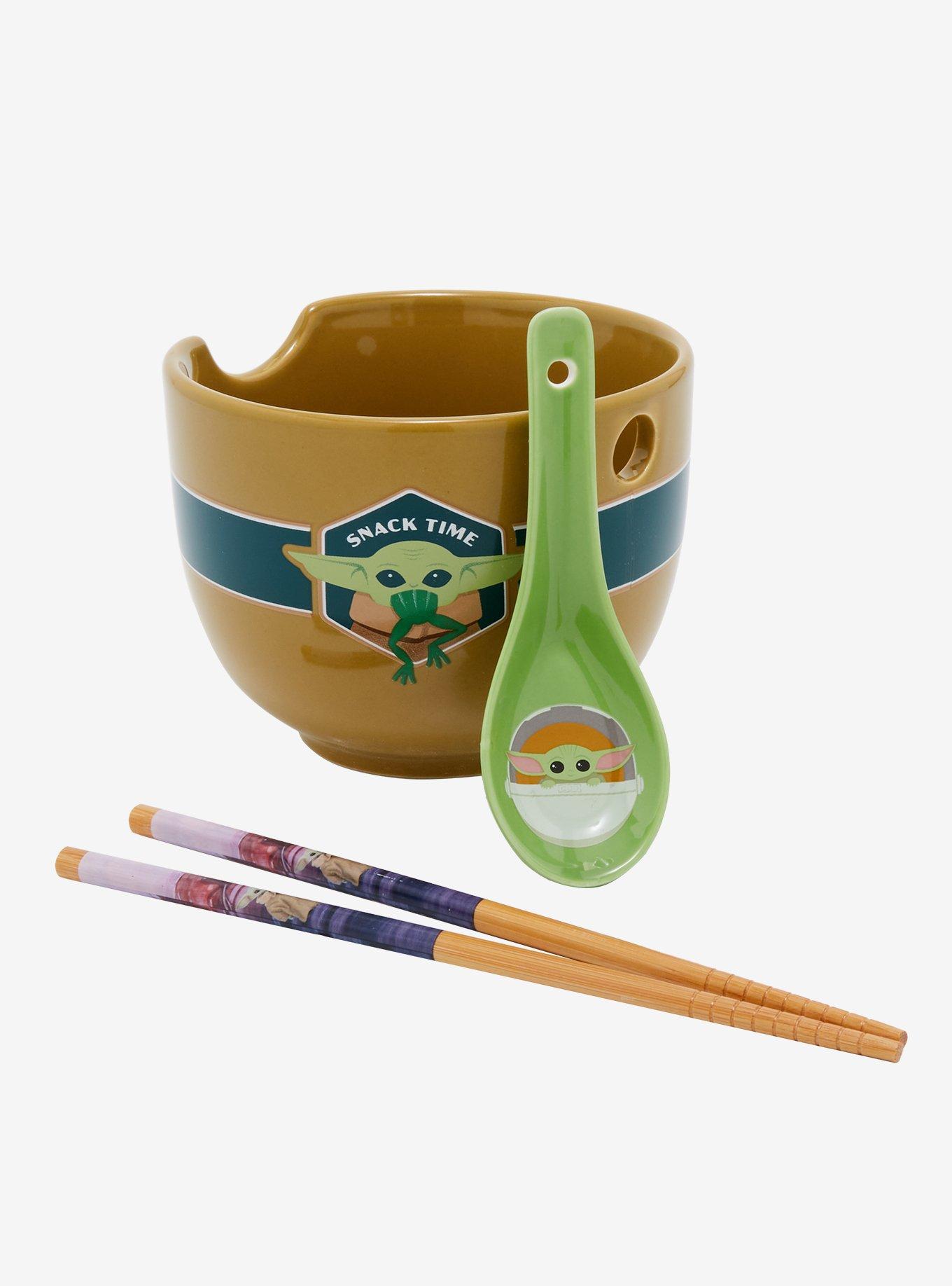 Star Wars The Mandalorian Grogu Snack Time Ramen Bowl with Chopsticks and Spoon, , alternate