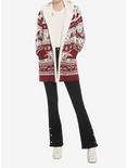 Harry Potter Fair Isle Sherpa Girls Open Cardigan Sweater, MULTI, alternate