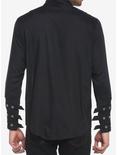 Black Grommet Strap Long-Sleeve Woven Button-Up, BLACK, alternate