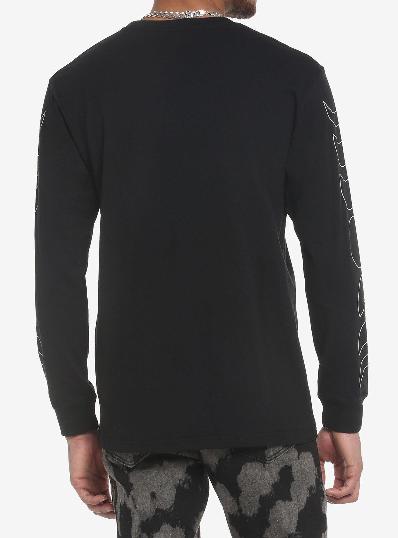 Moon Phases Outline Long-Sleeve T-Shirt, BLACK, alternate