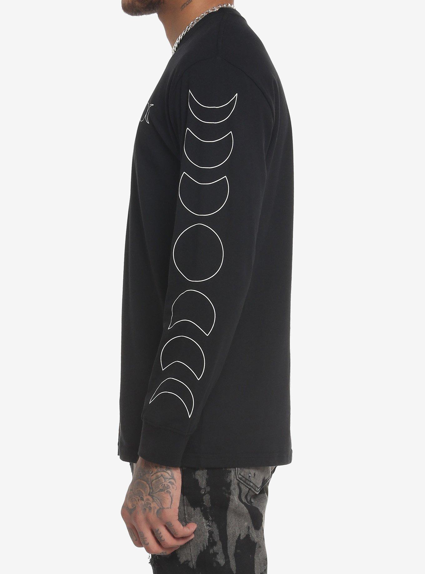 Moon Phases Outline Long-Sleeve T-Shirt, BLACK, alternate