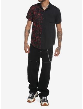 Red Skull Split Woven Button-Up, , hi-res