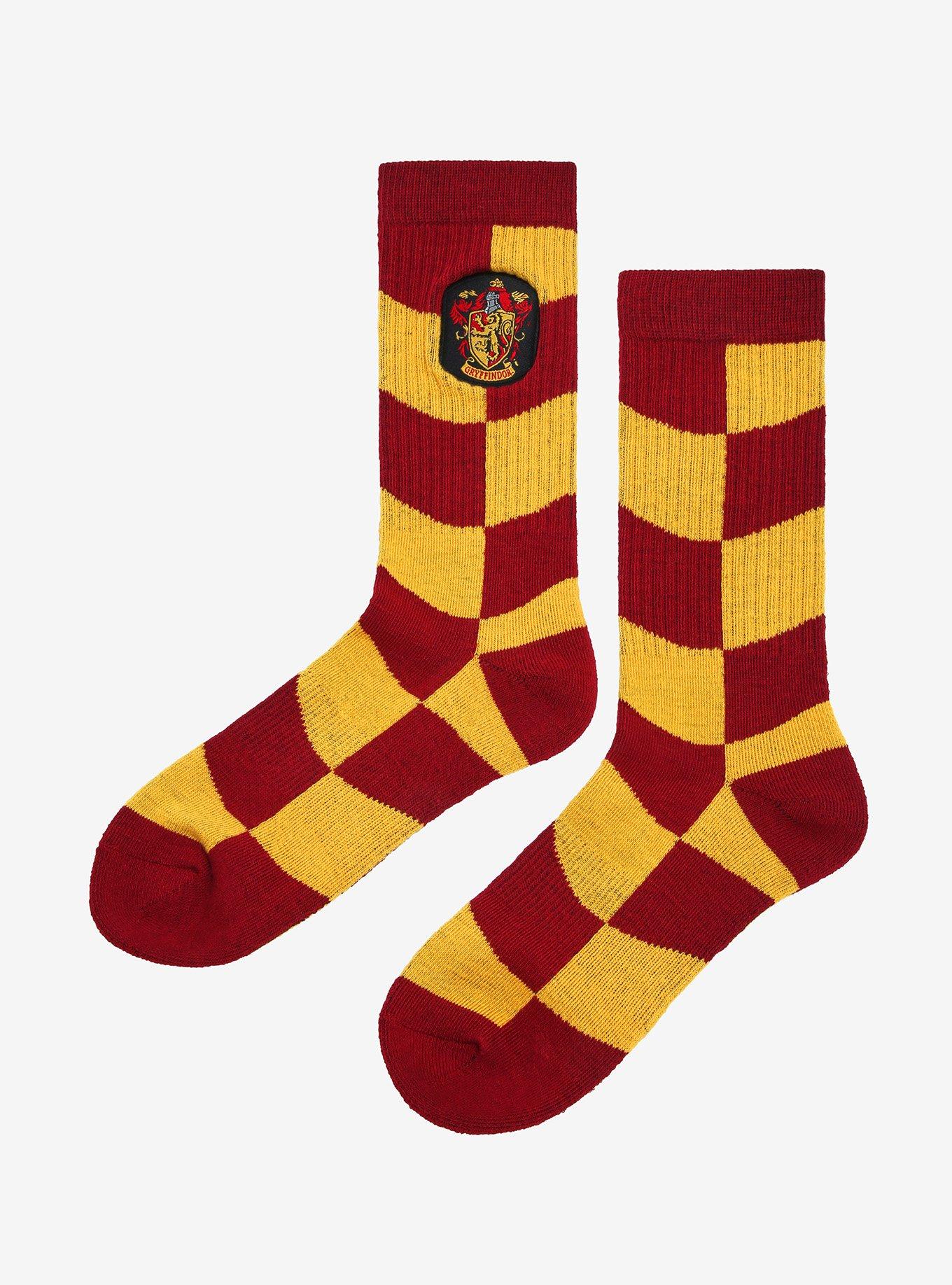 Harry Potter Gryffindor Crest Wavy Checkered Crew Socks - BoxLunch Exclusive , , alternate