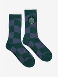 Harry Potter Slytherin Crest Wavy Checkered Crew Socks - BoxLunch Exclusive , , alternate
