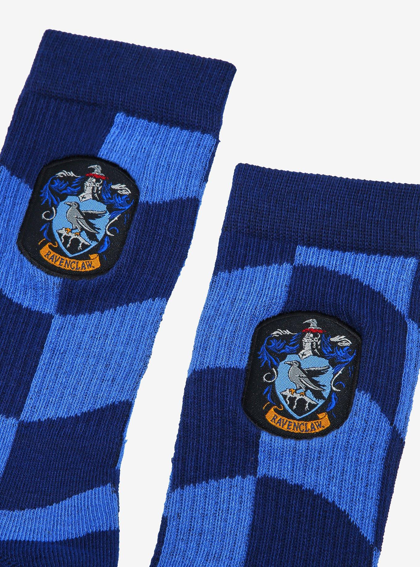 Harry Potter Ravenclaw Crest Wavy Checkered Crew Socks - BoxLunch Exclusive , , alternate