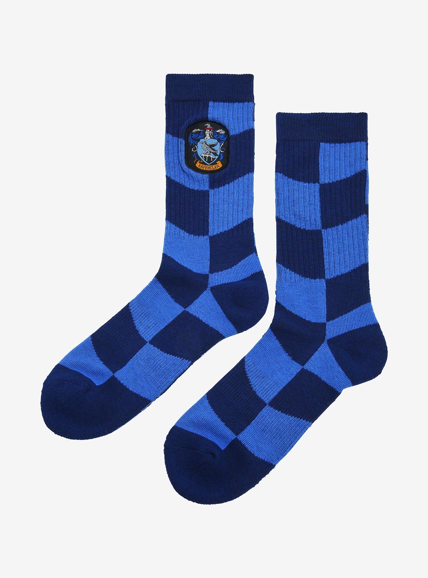 Harry Potter Ravenclaw Crest Wavy Checkered Crew Socks - BoxLunch Exclusive , , alternate