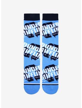 Plus Size The Office Dunder Mifflin Allover Print Logo Crew Socks - BoxLunch Exclusive, , hi-res