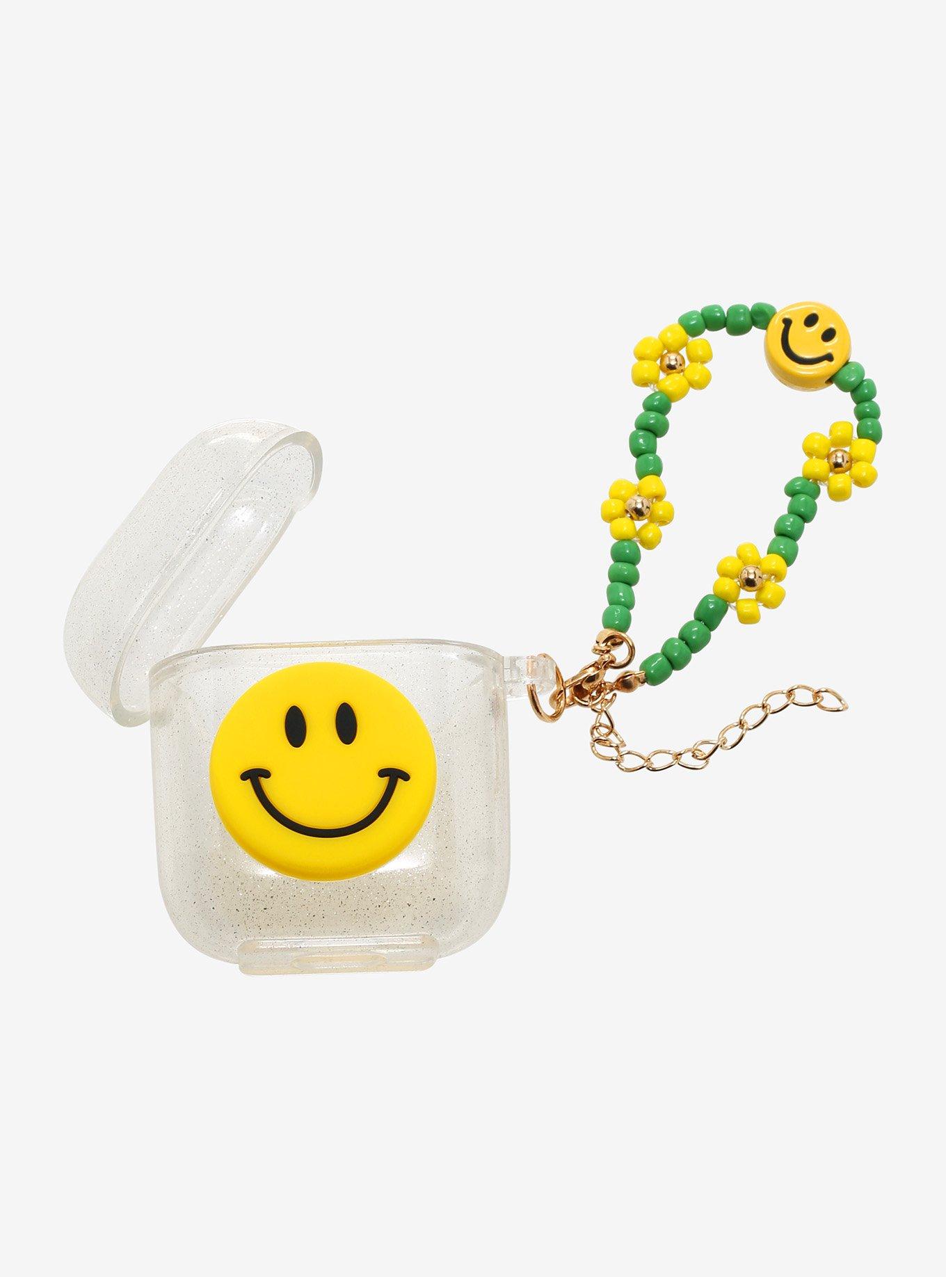 Smiling Face Glitter Wireless Earbud Case Cover, , alternate