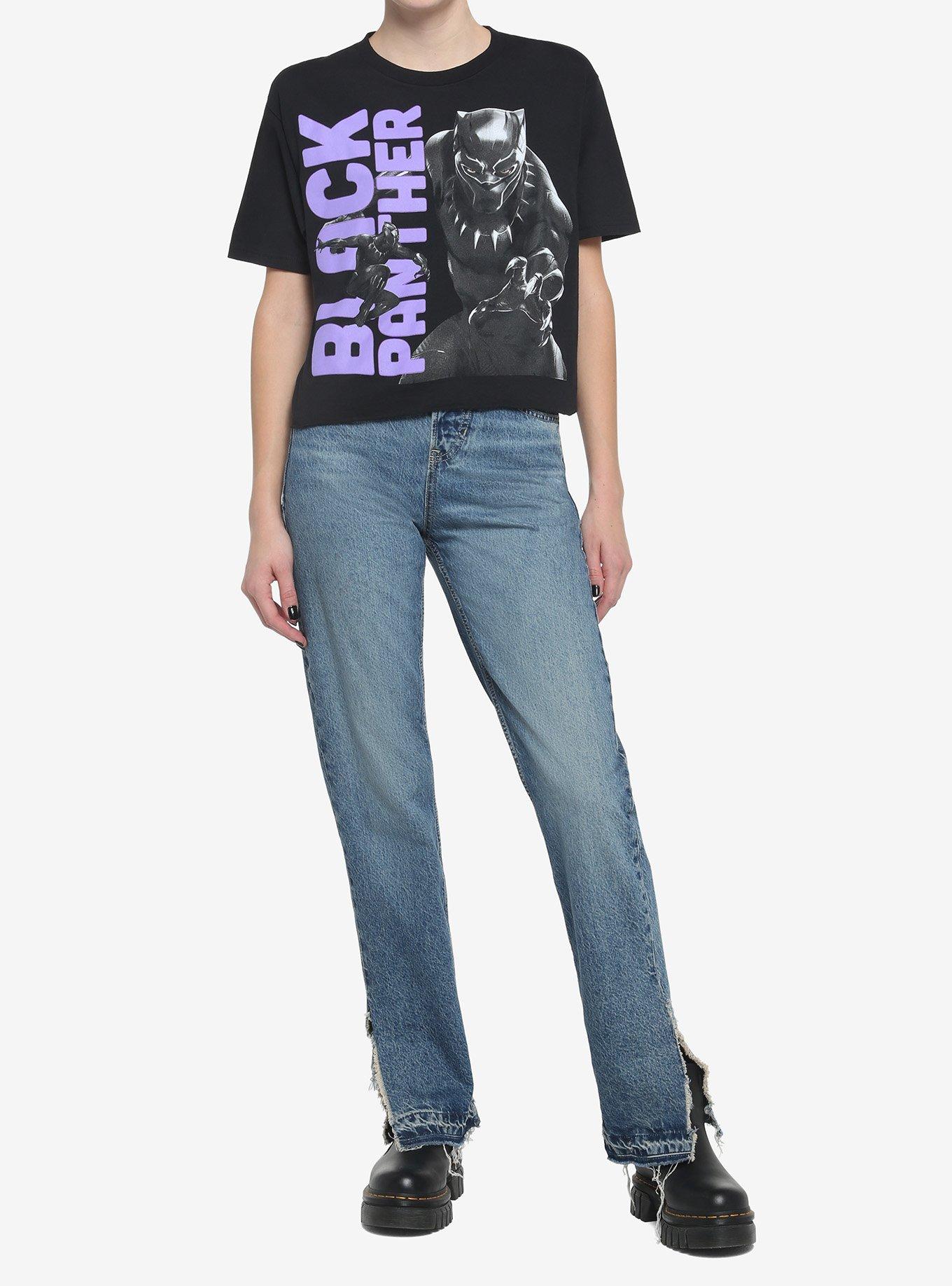 Marvel Black Panther Profile Girls Crop T-Shirt, MULTI, alternate