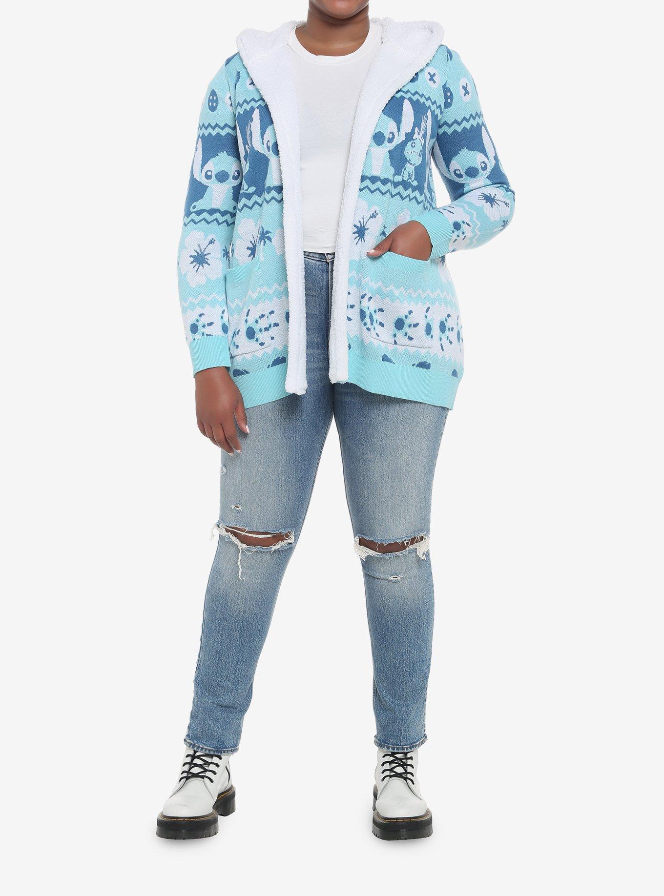 Disney Lilo & Stitch Fair Isle Sherpa Open Cardigan Plus Size, MULTI, alternate