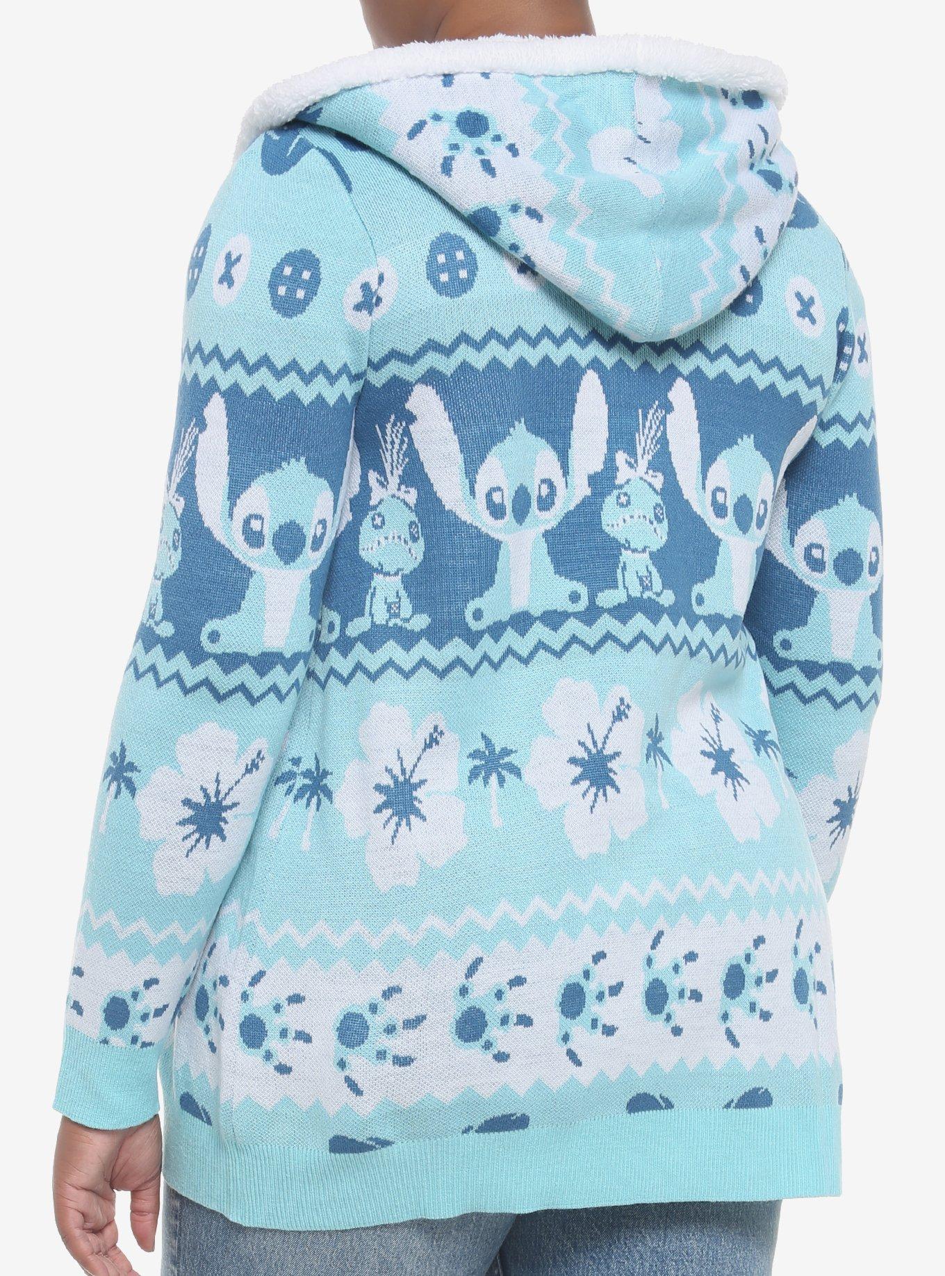 Disney Lilo & Stitch Fair Isle Sherpa Open Cardigan Plus Size, MULTI, alternate