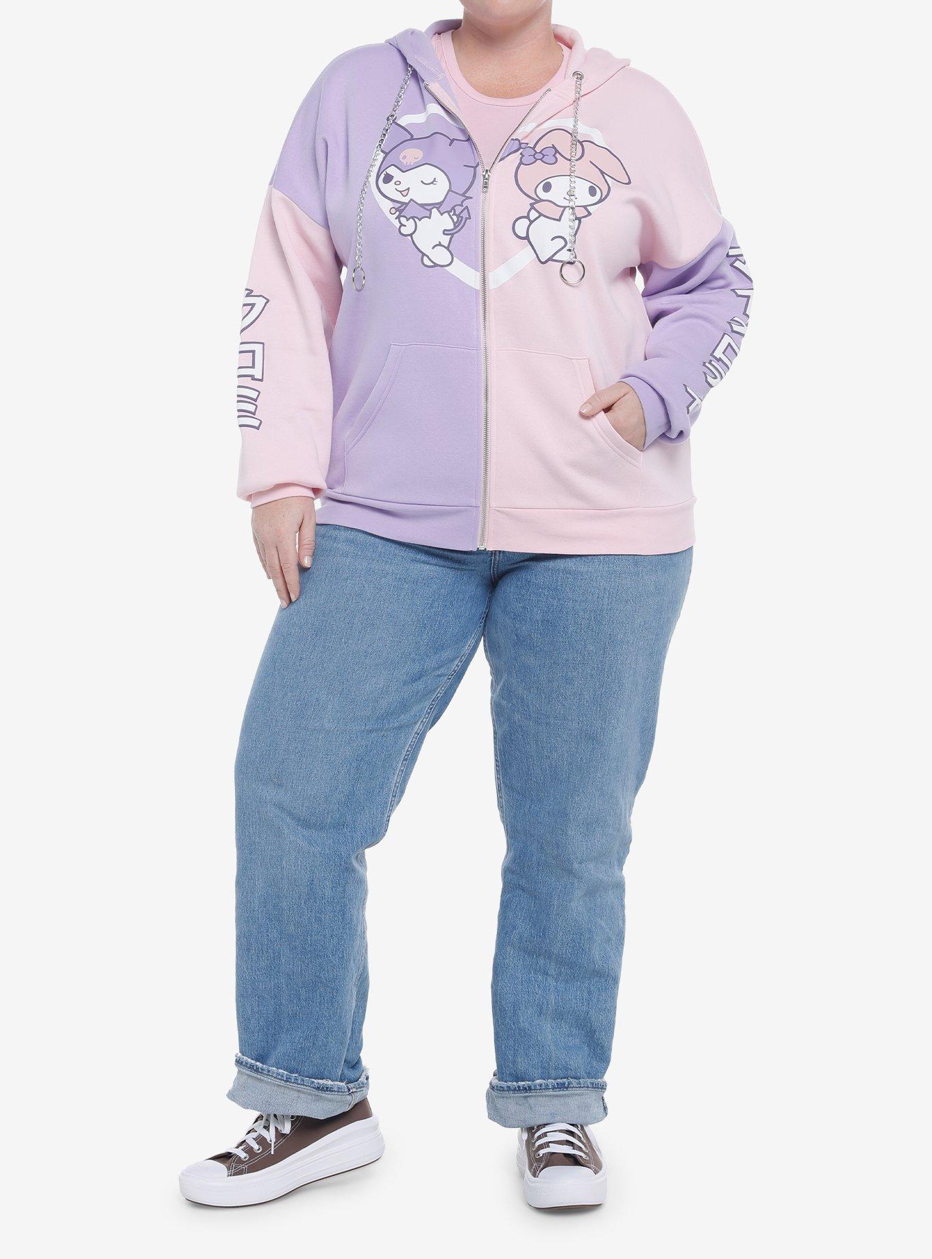 My Melody & Kuromi Pastel Split Hoodie Plus Size, PINK  PURPLE, alternate - view 2