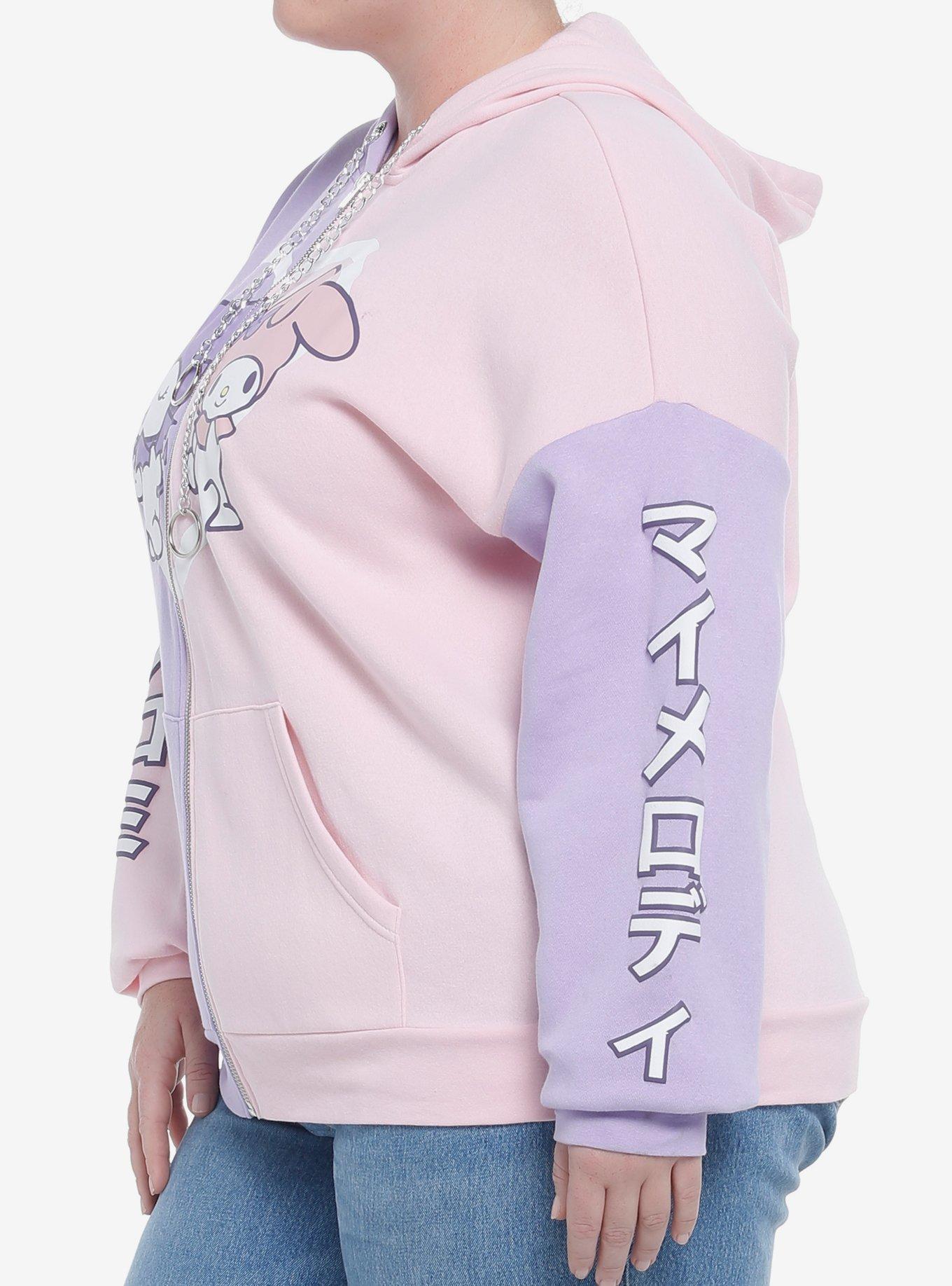 My Melody & Kuromi Pastel Split Hoodie Plus Size, PINK  PURPLE, alternate - view 4