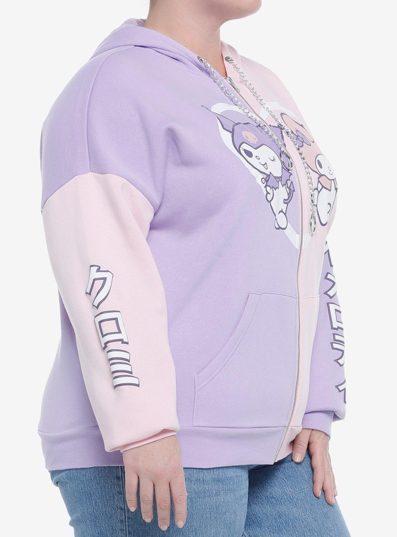 My Melody & Kuromi Pastel Split Hoodie Plus Size, PINK  PURPLE, alternate - view 5