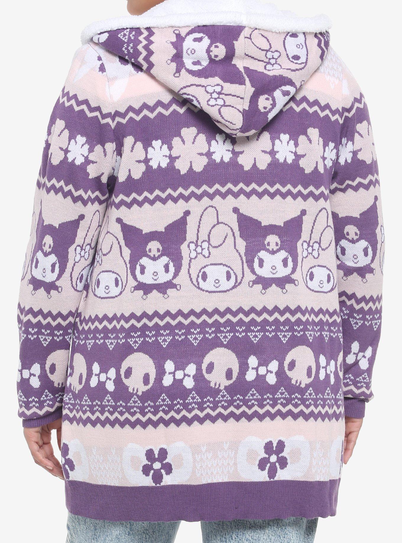 My Melody & Kuromi Sherpa Hooded Open Cardigan Plus Size, MULTI, alternate