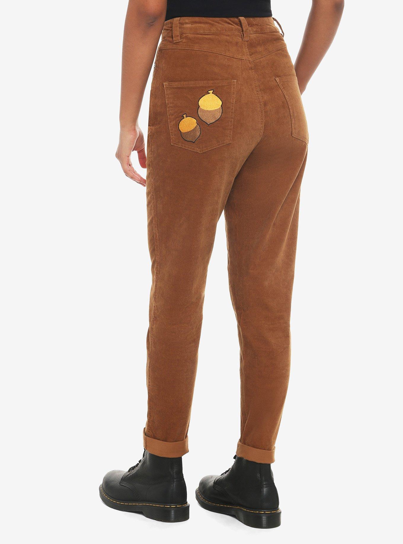 Disney Chip 'N' Dale Embroidered Corduroy Mom Jeans, BROWN, alternate