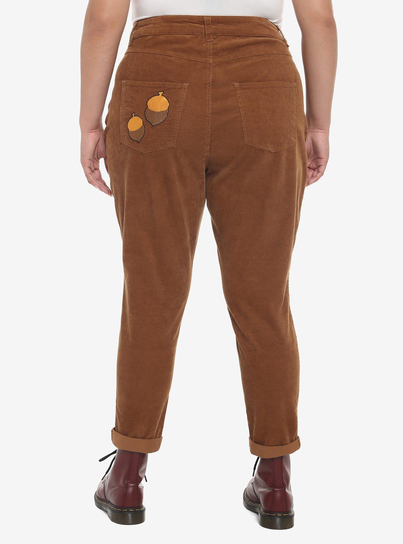 Disney Chip 'N' Dale Embroidered Corduroy Mom Jeans Plus Size, BROWN, alternate