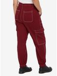 Burgundy Girls Cargo Jogger Pants Plus Size, RED, alternate
