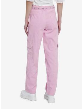 Sweet Society Pink Corduroy Cargo Carpenter Pants With Belt, , hi-res