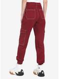 Burgundy Girls Cargo Jogger Pants, RED, alternate