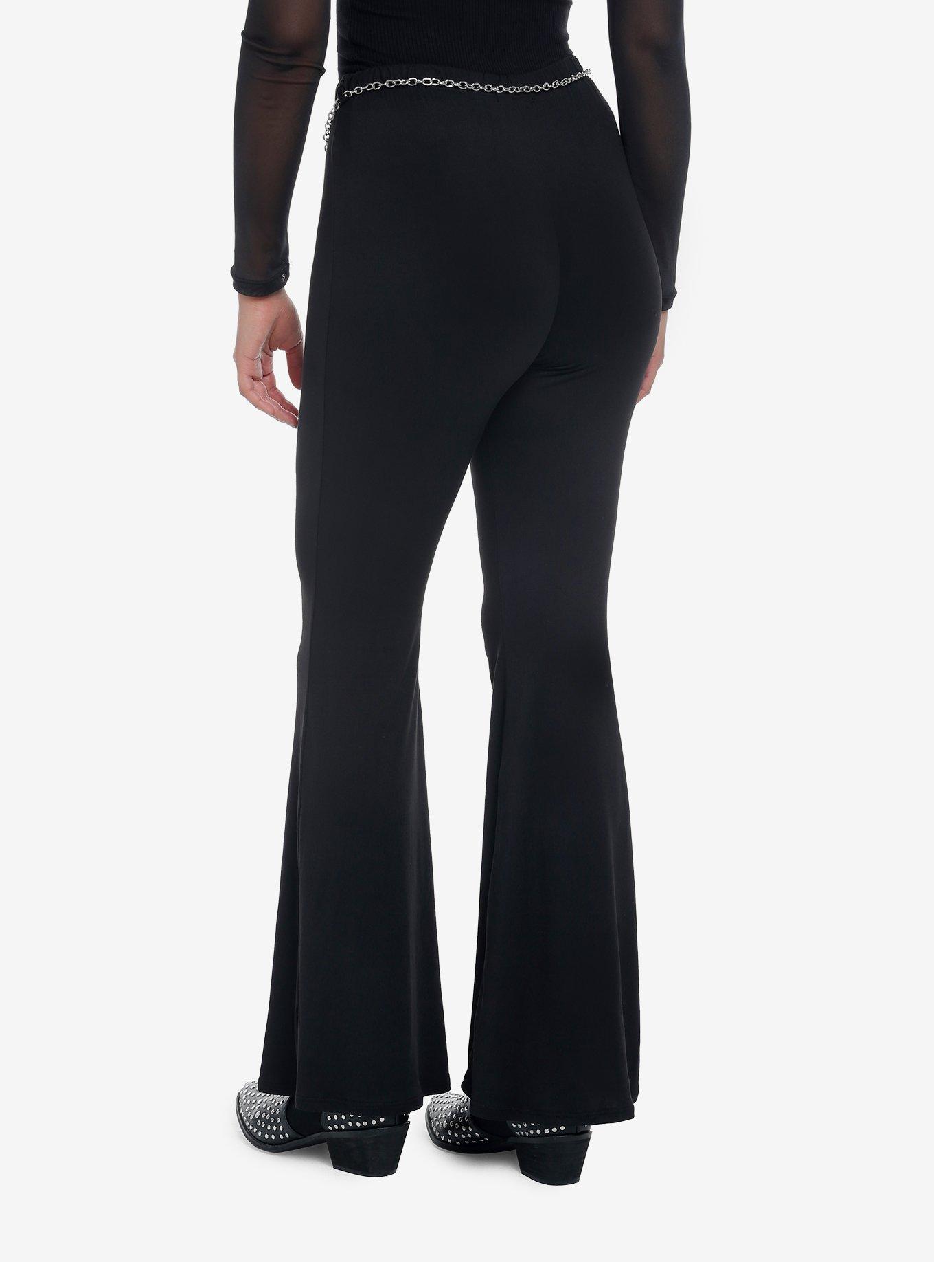 Celestial Chain Belt Flare Pants, BLACK, alternate