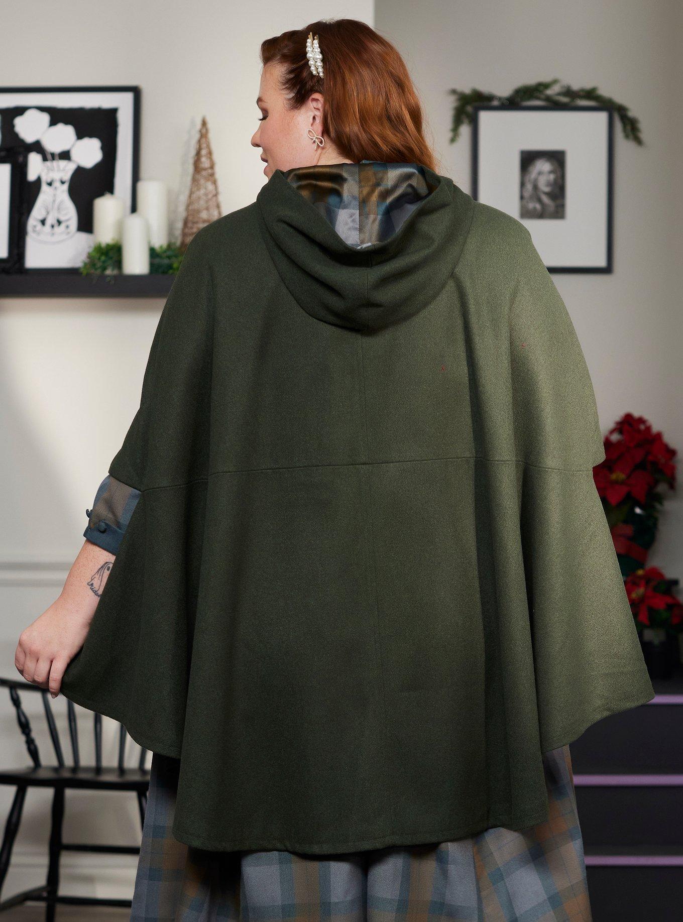 Her Universe Outlander Hooded Cape Plus Size, DARK GREEN, alternate