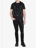 Black Double Chain Denim Vest, BLACK, alternate