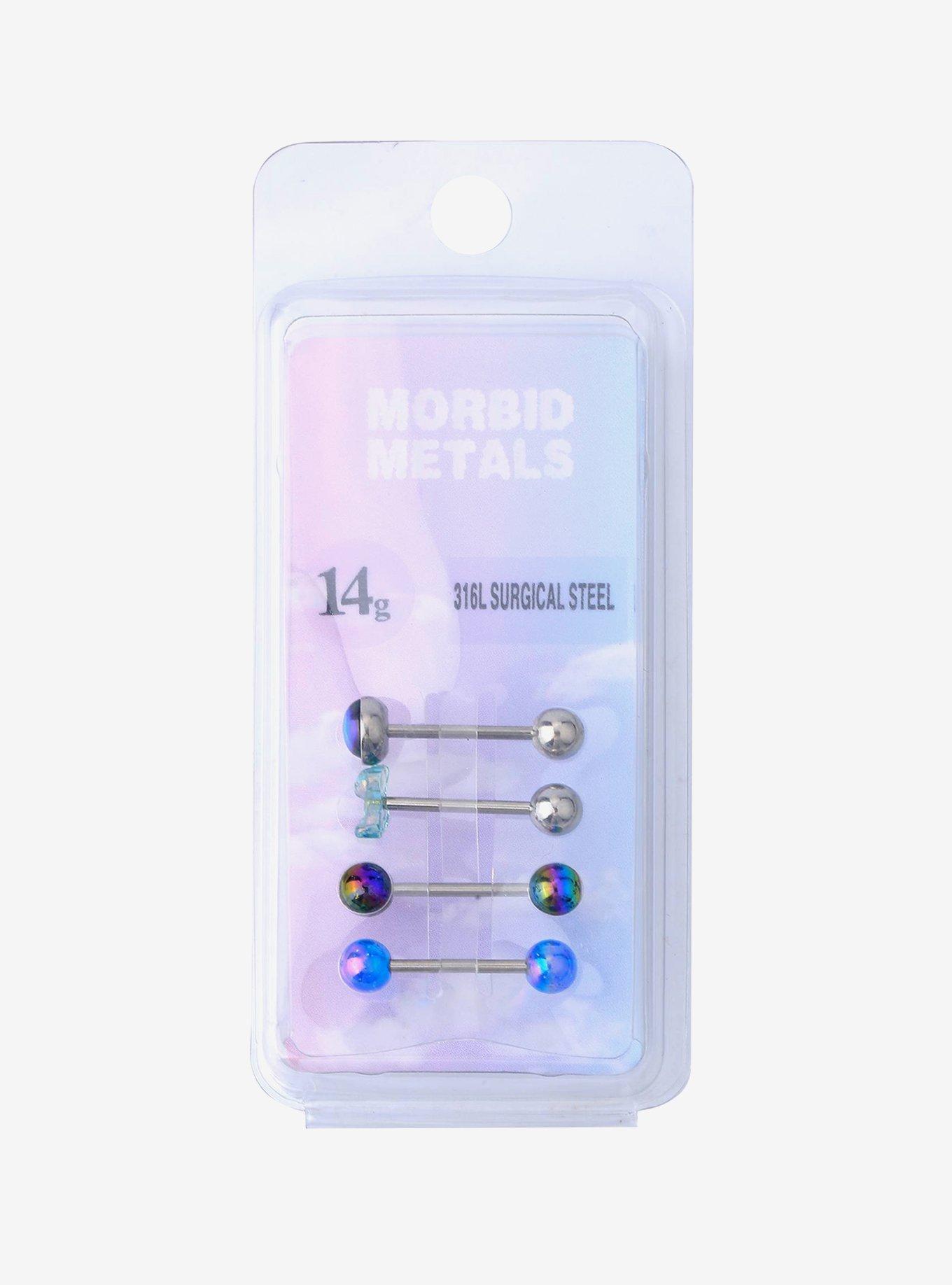 14G Steel Blue Teddy Bear Tongue Barbell 4 Pack, , alternate