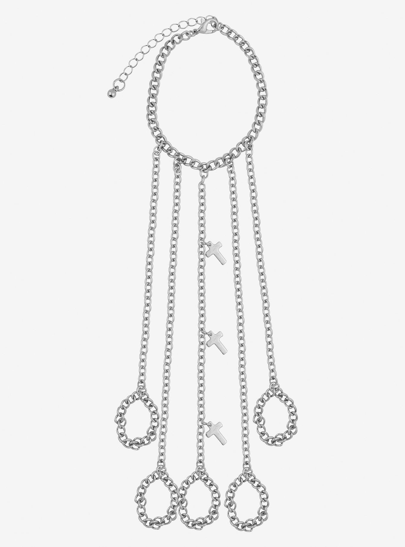 Cross Chain Hand Ring Bracelet, , alternate