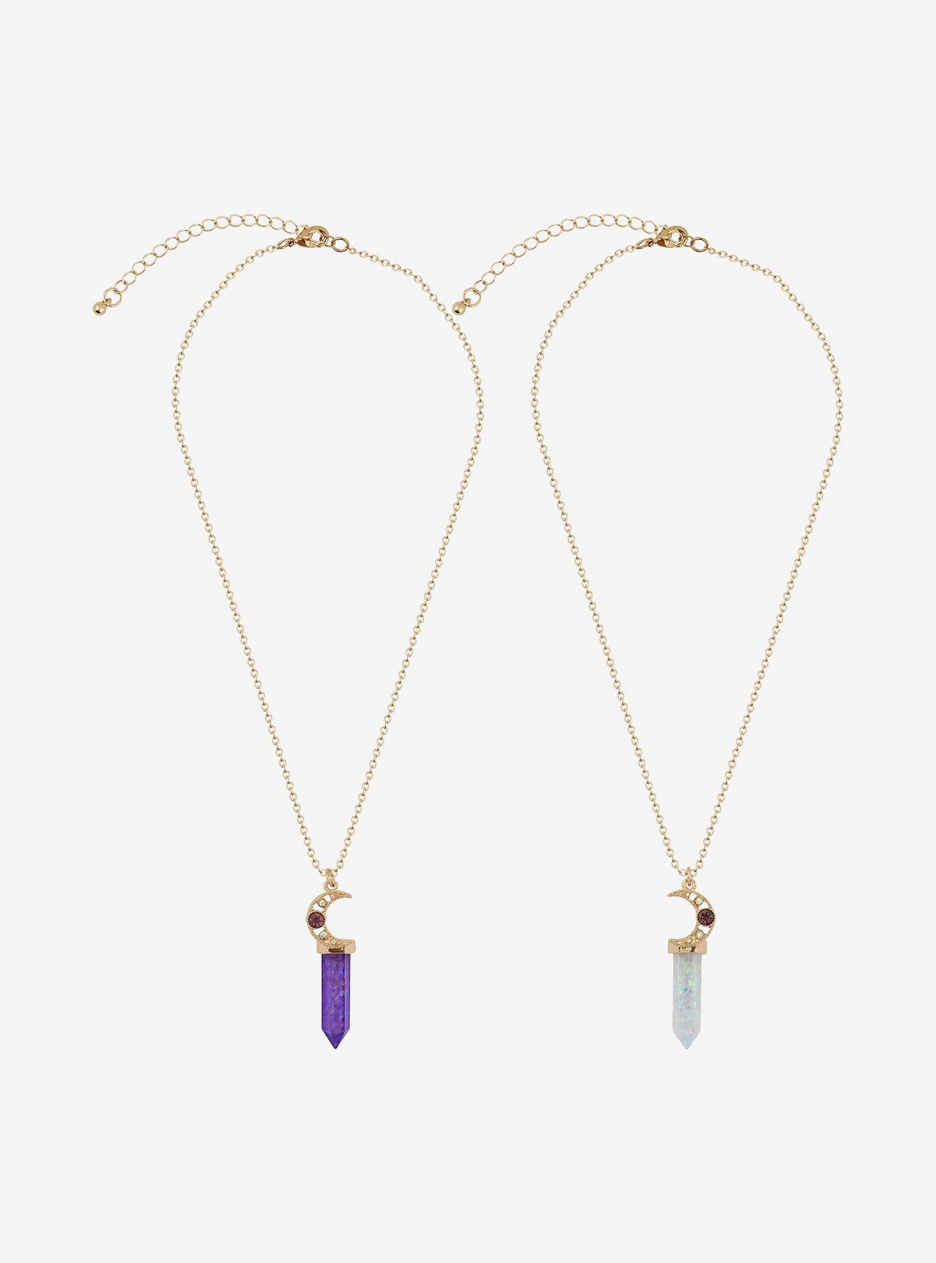 Moon Gem Sparkle Crystal Best Friend Necklace Set, , alternate
