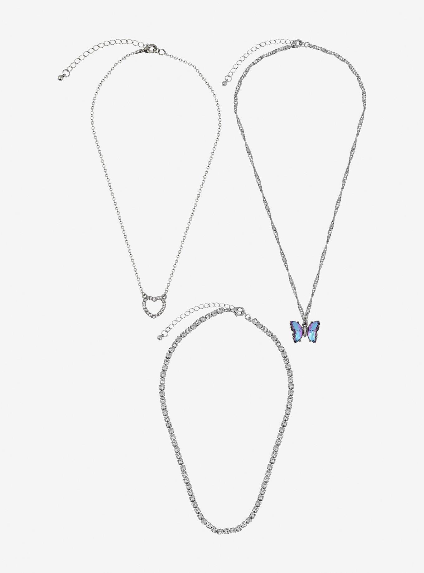 Butterfly Heart Bling Necklace Set, , alternate