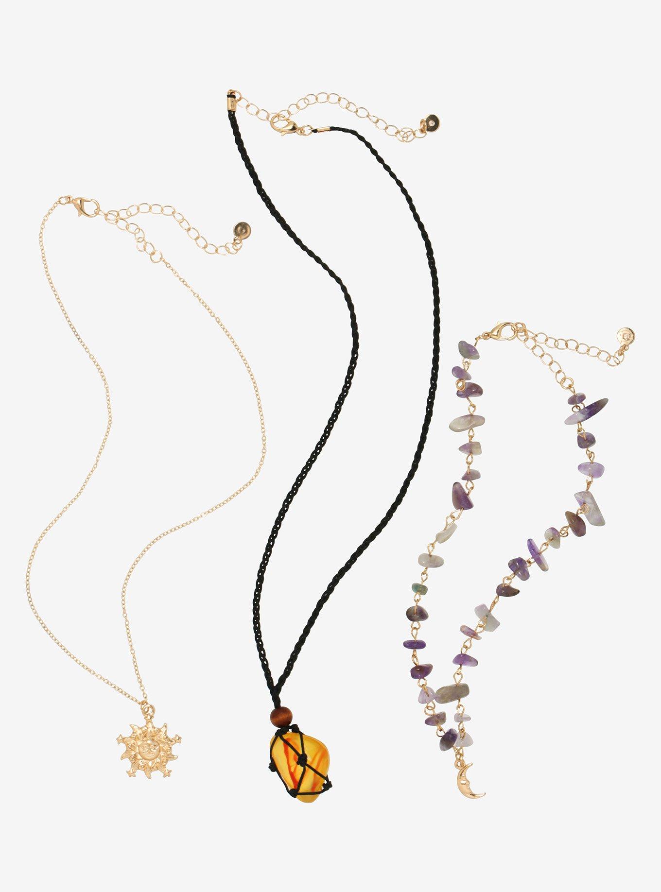 Amber Stone Celestial Necklace Set, , alternate