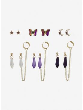 Butterfly Celestial Purple Crystal Cuff Earring Set, , hi-res